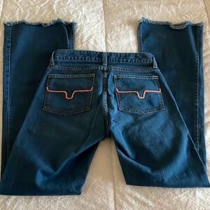 Kimes Pink Pocket Lola Dark Wash Raw Hem Jeans